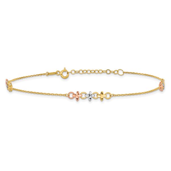 Leslie's 10K Two-tone w/White Rhod Polished Station 9in Plus 1in ext. Ankle - Image 3