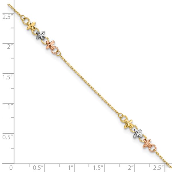 Leslie's 10K Two-tone w/White Rhod Polished Station 9in Plus 1in ext. Ankle - Image 5