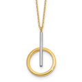Leslie's 10K w/White Rhodium Polished Bar w/Circle Pendant Necklace