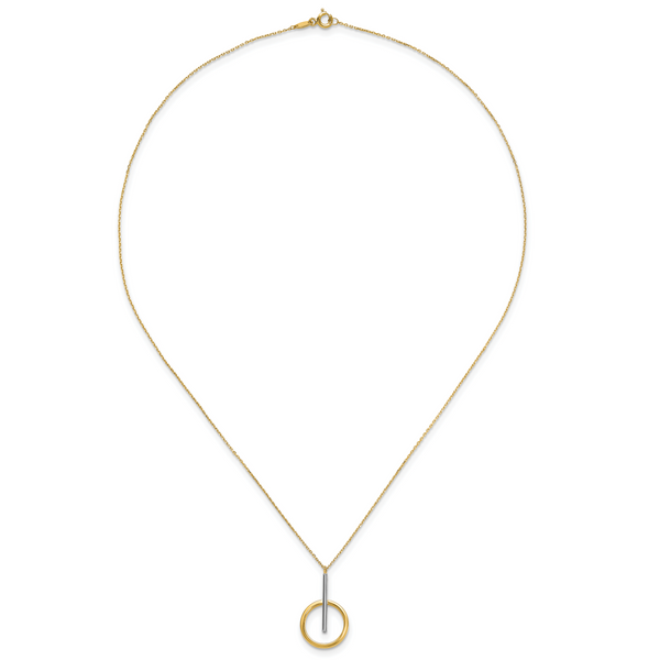 Leslie's 10K w/White Rhodium Polished Bar w/Circle Pendant Necklace - Image 4