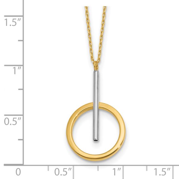 Leslie's 10K w/White Rhodium Polished Bar w/Circle Pendant Necklace - Image 5