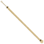 Leslie's 10K Polished with Black Enamel Flat Oval Link w/1in ext. Bracelet - Image 2
