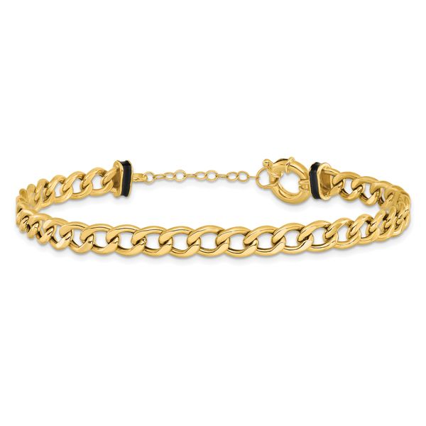 Leslie's 10K Polished with Black Enamel Flat Oval Link w/1in ext. Bracelet - Image 3