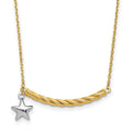 Leslie's 10K Two-tone Polished Bar with Star Necklace
