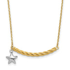 Leslie's 10K Two-tone Polished Bar with Star Necklace