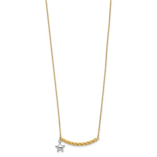 Leslie's 10K Two-tone Polished Bar with Star Necklace - Image 2