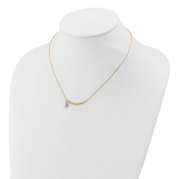 Leslie's 10K Two-tone Polished Bar with Star Necklace - Image 3