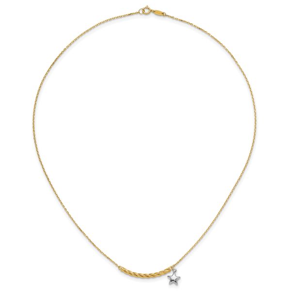 Leslie's 10K Two-tone Polished Bar with Star Necklace - Image 4