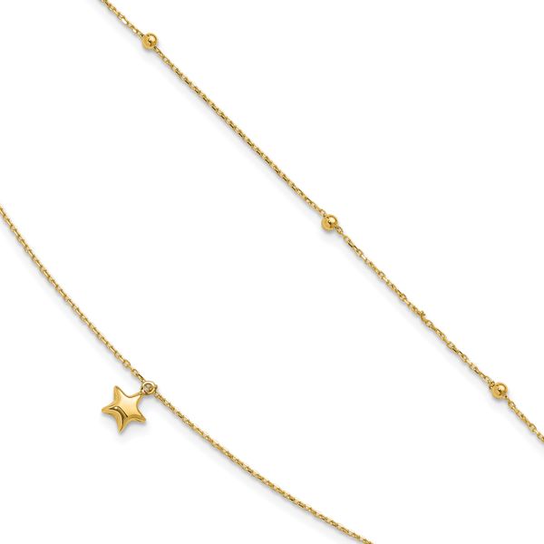 Leslie's 10K Polished 2-Strand Star 9in Plus 2in ext. Anklet