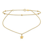 Leslie's 10K Polished 2-Strand Star 9in Plus 2in ext. Anklet - Image 3