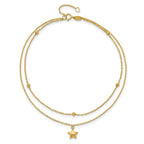 Leslie's 10K Polished 2-Strand Star 9in Plus 2in ext. Anklet - Image 4