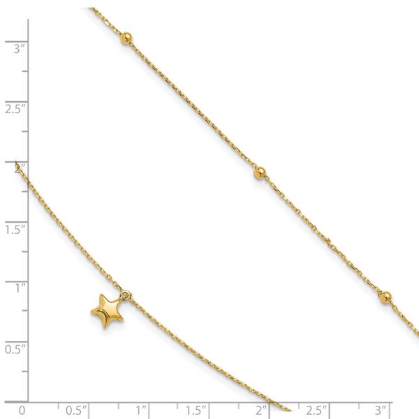 Leslie's 10K Polished 2-Strand Star 9in Plus 2in ext. Anklet - Image 5