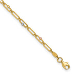 Leslie's 10K Tri-color Polished and Diamond-cut 10in Anklet