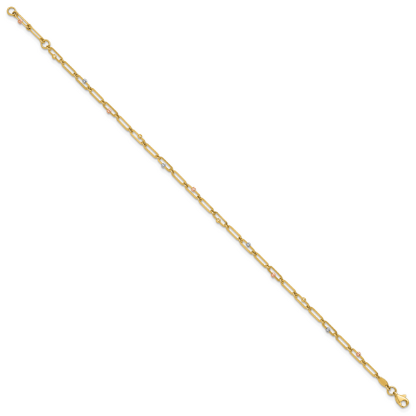 Leslie's 10K Tri-color Polished and Diamond-cut 10in Anklet - Image 2