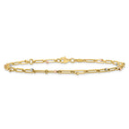 Leslie's 10K Tri-color Polished and Diamond-cut 10in Anklet - Image 3