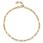 Leslie's 10K Tri-color Polished and Diamond-cut 10in Anklet - Image 4