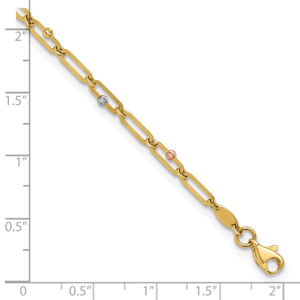 Leslie's 10K Tri-color Polished and Diamond-cut 10in Anklet - Image 5