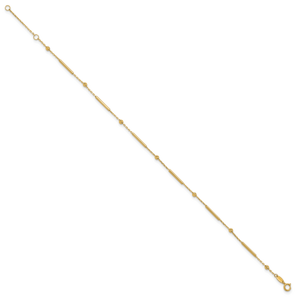 Leslie's 10K Polished and Diamond-cut bar 9in Plus 1in ext. Anklet - Image 2