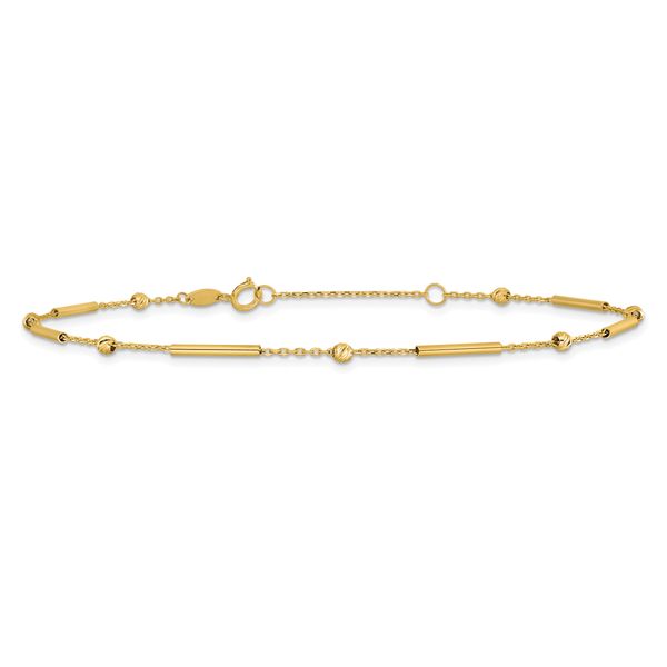 Leslie's 10K Polished and Diamond-cut bar 9in Plus 1in ext. Anklet - Image 3