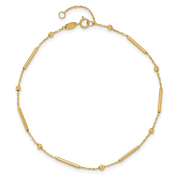 Leslie's 10K Polished and Diamond-cut bar 9in Plus 1in ext. Anklet - Image 4