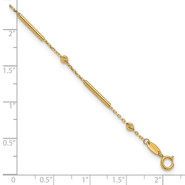 Leslie's 10K Polished and Diamond-cut bar 9in Plus 1in ext. Anklet - Image 5