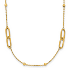 Leslie's 10K Polished and Dia-cut Fancy Link w/Beads w/2in ext. Necklace