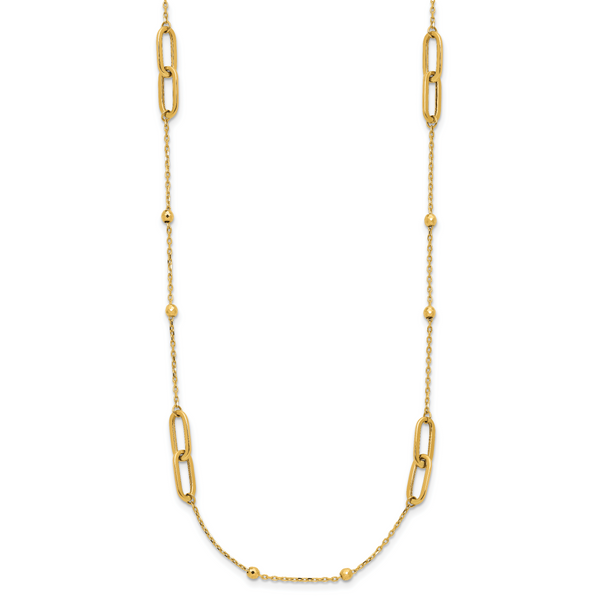 Leslie's 10K Polished and Dia-cut Fancy Link w/Beads w/2in ext. Necklace - Image 2