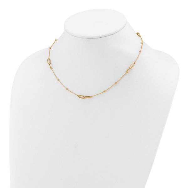 Leslie's 10K Polished and Dia-cut Fancy Link w/Beads w/2in ext. Necklace - Image 3