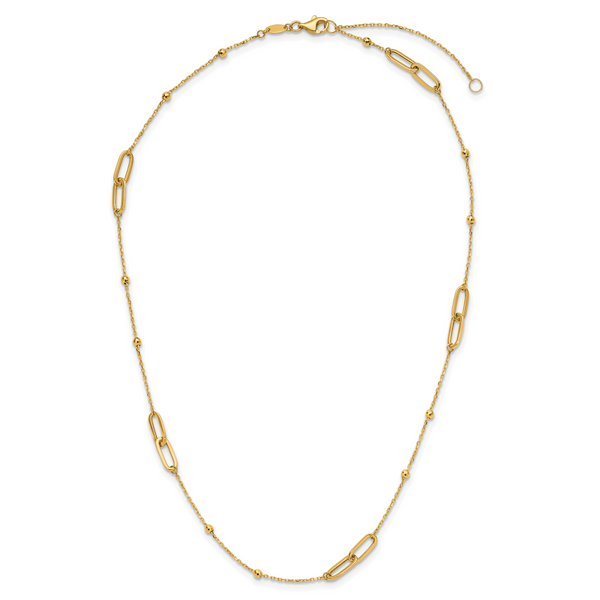 Leslie's 10K Polished and Dia-cut Fancy Link w/Beads w/2in ext. Necklace - Image 4
