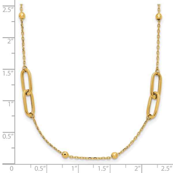 Leslie's 10K Polished and Dia-cut Fancy Link w/Beads w/2in ext. Necklace - Image 5