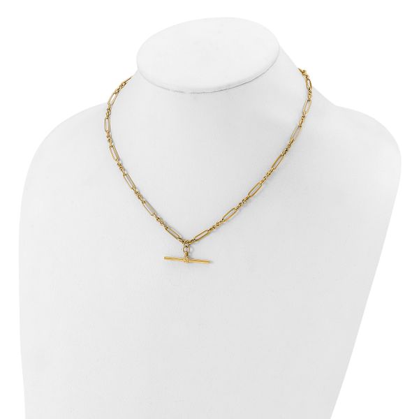 Leslie's 10K Polished Fancy Link Bar Necklace - Image 3