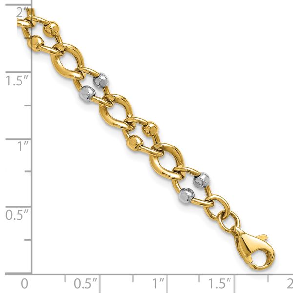 Leslie's 10K Two-tone Polished Fancy Link with Beads Bracelet - Image 5