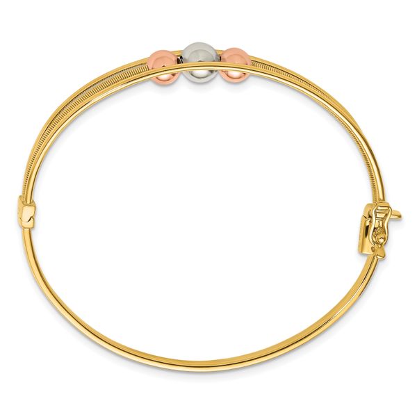 Leslie's 10K Tri-color Polished Beads Hinged Bangle - Image 2