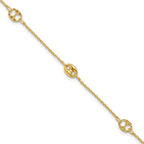 Leslie's 10K Polished and Textured Fancy 10in Plus 1in ext. Anklet