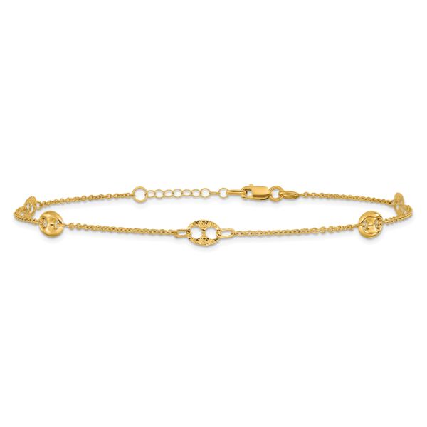 Leslie's 10K Polished and Textured Fancy 10in Plus 1in ext. Anklet - Image 3