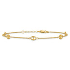 Leslie's 10K Polished and Textured Fancy 10in Plus 1in ext. Anklet - Image 3