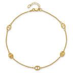 Leslie's 10K Polished and Textured Fancy 10in Plus 1in ext. Anklet - Image 4