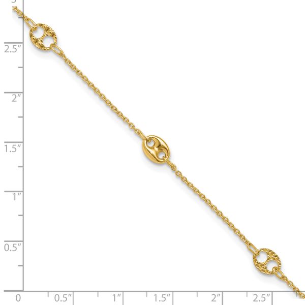 Leslie's 10K Polished and Textured Fancy 10in Plus 1in ext. Anklet - Image 5