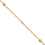 Leslie's 10K Polished and Dia-cut Fancy 10in Plus 1in ext. Anklet