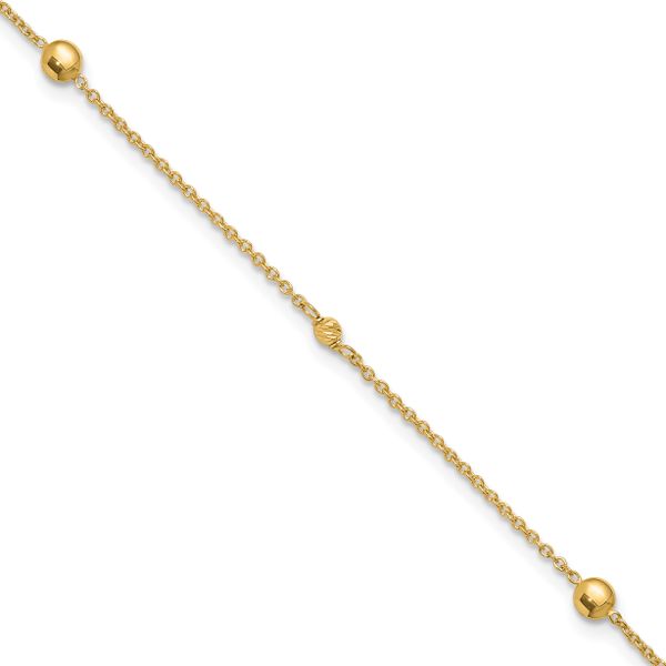 Leslie's 10K Polished and Dia-cut Fancy 10in Plus 1in ext. Anklet
