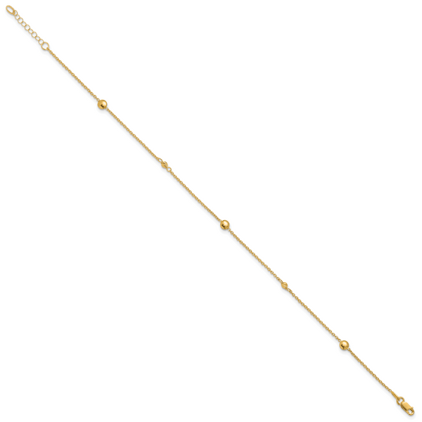 Leslie's 10K Polished and Dia-cut Fancy 10in Plus 1in ext. Anklet - Image 2