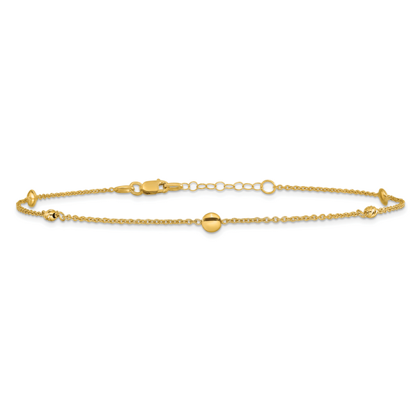 Leslie's 10K Polished and Dia-cut Fancy 10in Plus 1in ext. Anklet - Image 3