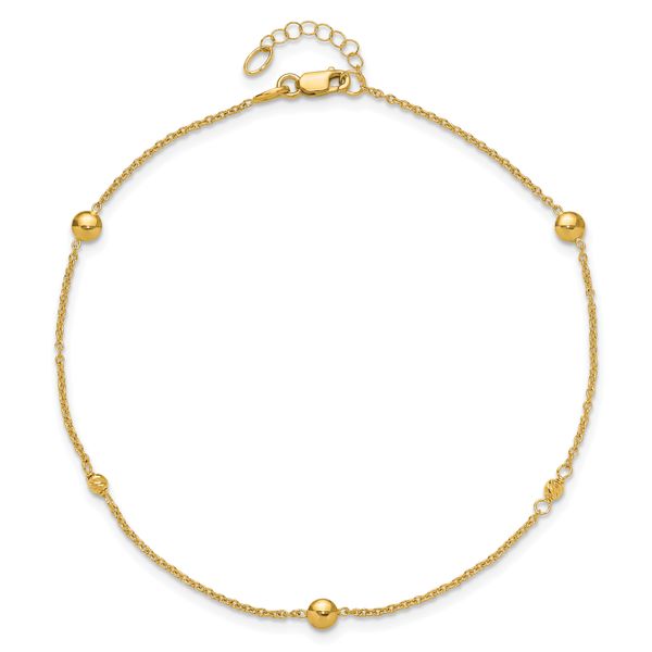 Leslie's 10K Polished and Dia-cut Fancy 10in Plus 1in ext. Anklet - Image 4