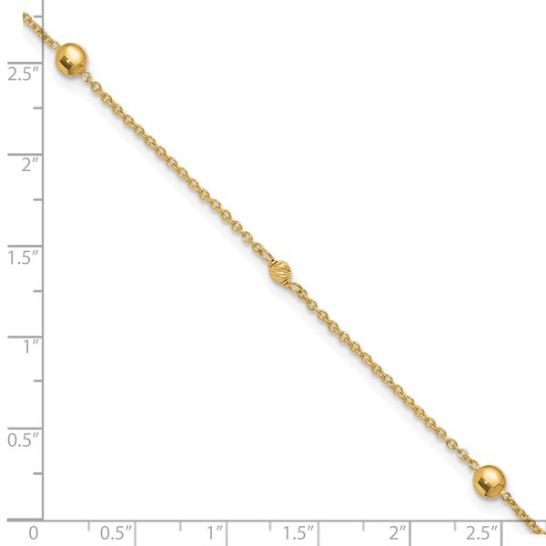 Leslie's 10K Polished and Dia-cut Fancy 10in Plus 1in ext. Anklet - Image 5