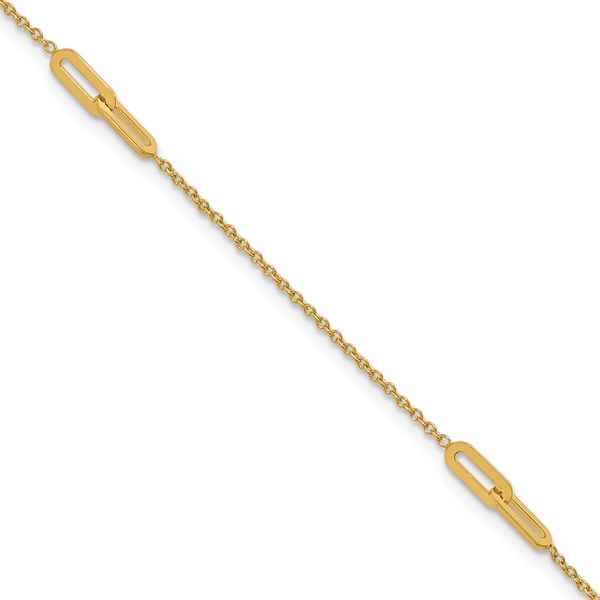 Leslie's 10K Polished Fancy 10in Plus 1in ext. Anklet