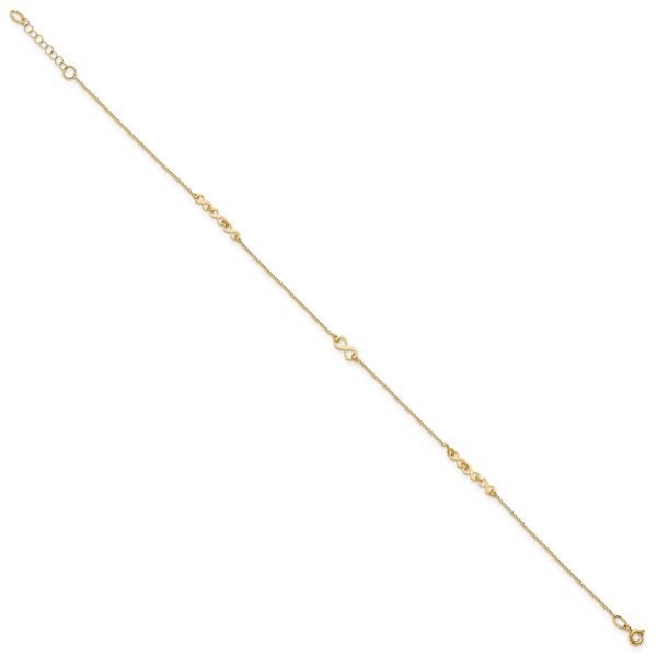 Leslie's 10K Polished and Dia-cut Infinity 10in Plus 1in ext. Anklet - Image 2