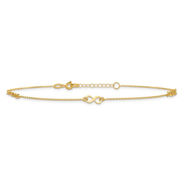 Leslie's 10K Polished and Dia-cut Infinity 10in Plus 1in ext. Anklet - Image 3