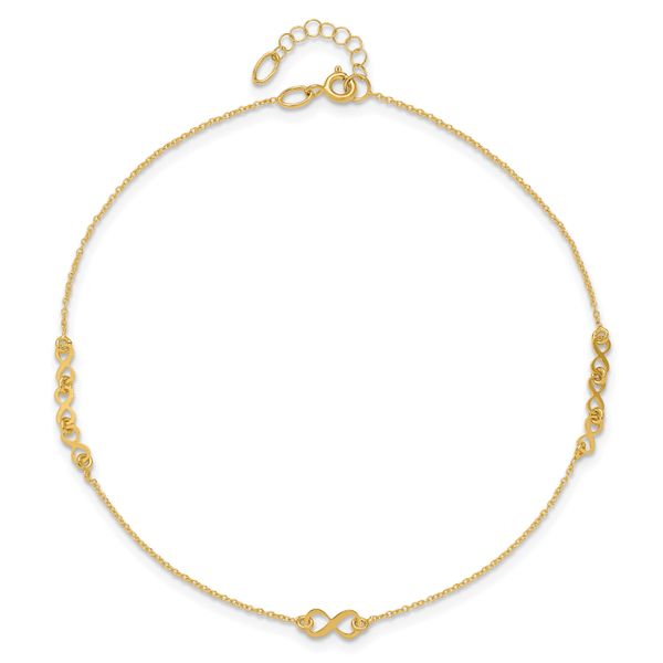 Leslie's 10K Polished and Dia-cut Infinity 10in Plus 1in ext. Anklet - Image 4