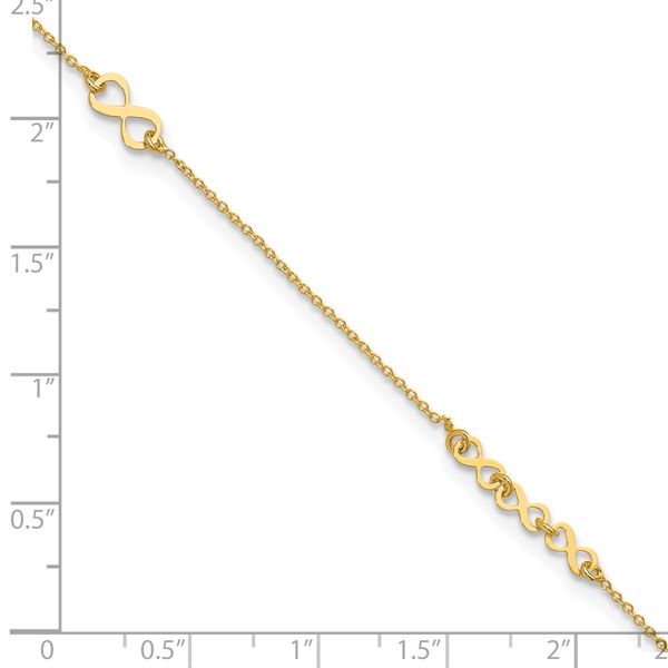 Leslie's 10K Polished and Dia-cut Infinity 10in Plus 1in ext. Anklet - Image 5