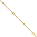 Leslie's 10K Polished and Dia-cut Heart 10in Plus 1in ext. Anklet